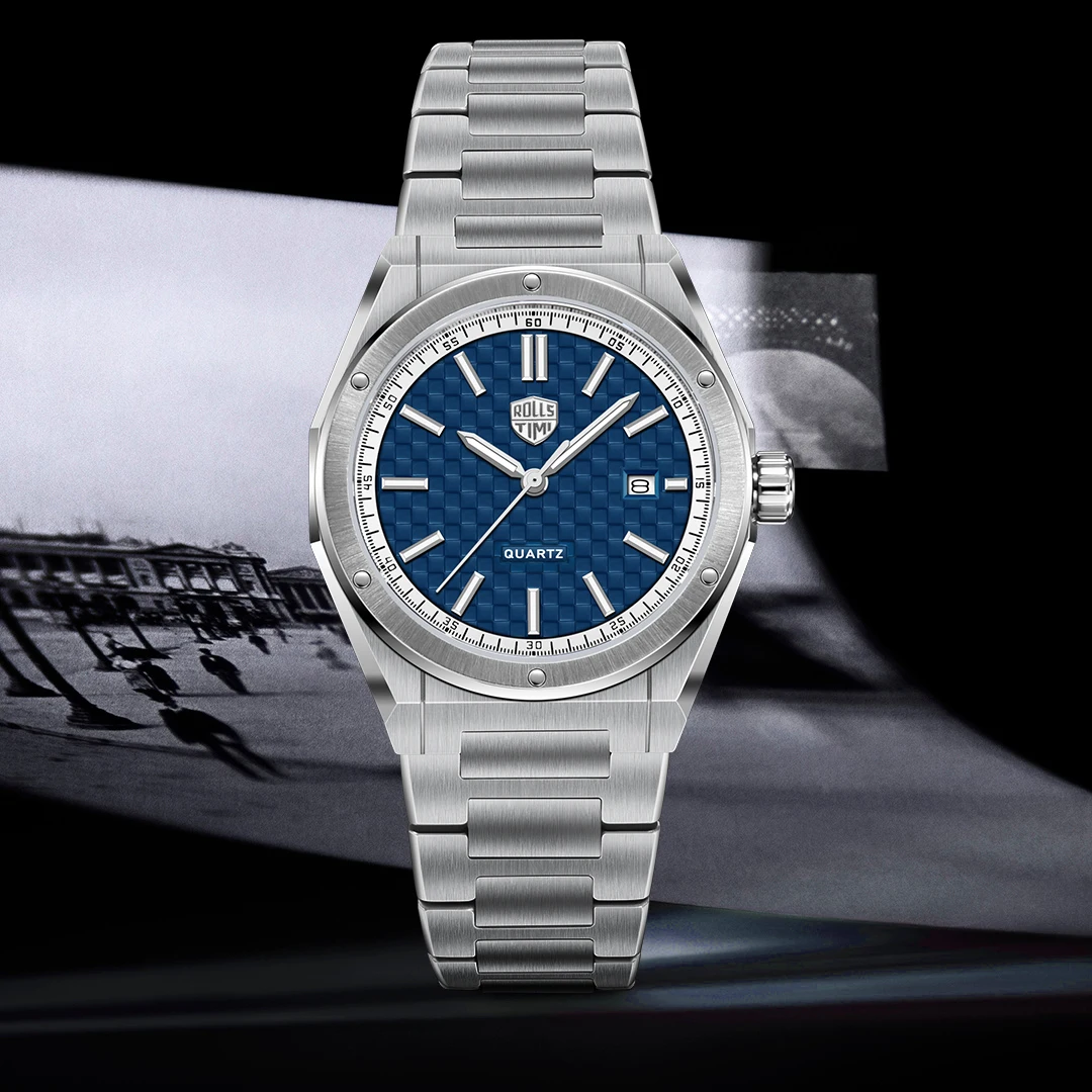 

RollsTimi 2026 Men's Watches Top Luxury Quartz Wristwatches AR Sapphire Sports Watch For Men Stainless Steel Waterproof Luminous