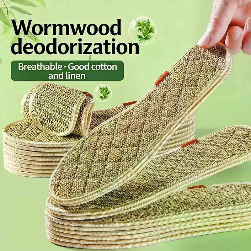 Mugwort Cotton And Linen Anti-odor Insoles Soft Soles Strong Sweat Absorption Breathability And Deodorization