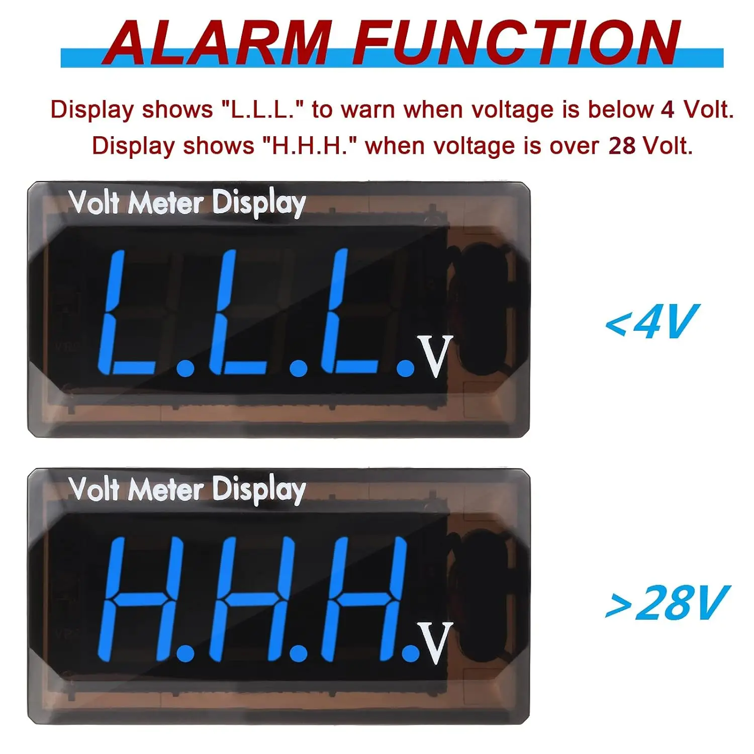 Voltmetro digitale per auto DC 4-28V voltmetro 12V misuratore Audio per auto Display a LED misuratore 12V misuratore di tensione impermeabile per