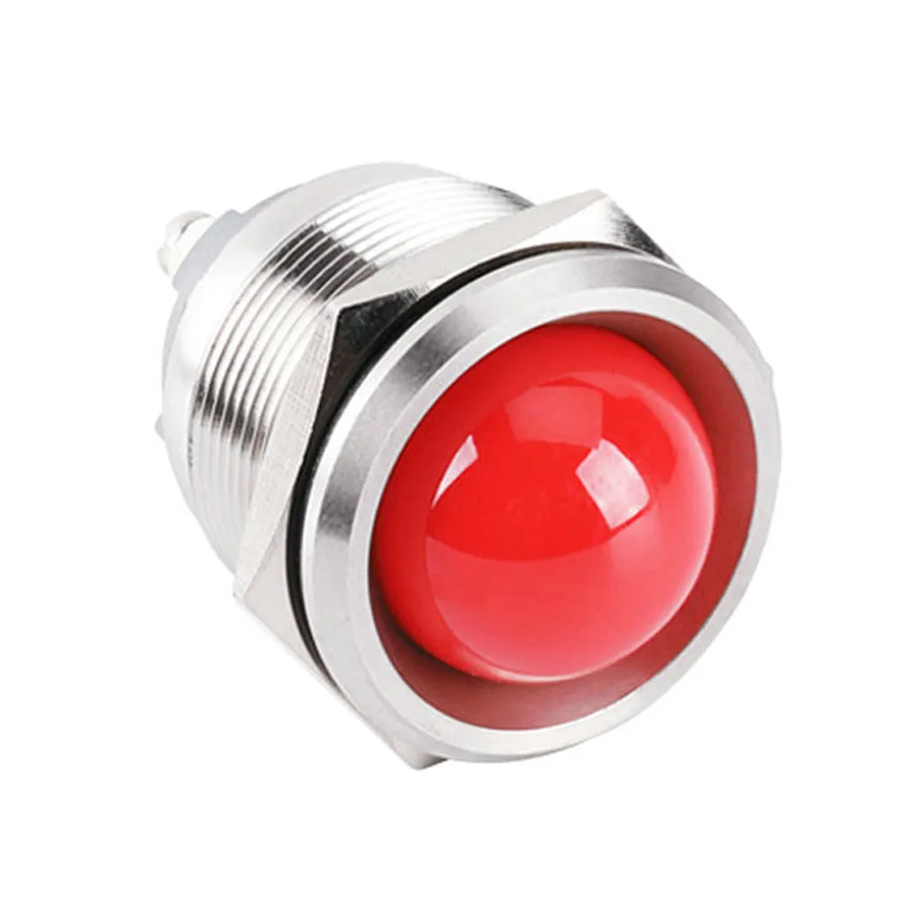 25mm IP67 Waterproof Metal LED Indicator Lamp Light Signal Pilot Warning Concave Stainless Steel Indicator Bulb Lamp Light