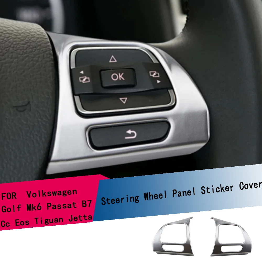 2 Stück Auto-Lenkrad-Panel-Aufkleber Abdeckung Zierleiste für Volkswagen VW Golf Mk6 Passat B7 CC Eos Touran Sharan Tiguan Jetta Caddy ﻿