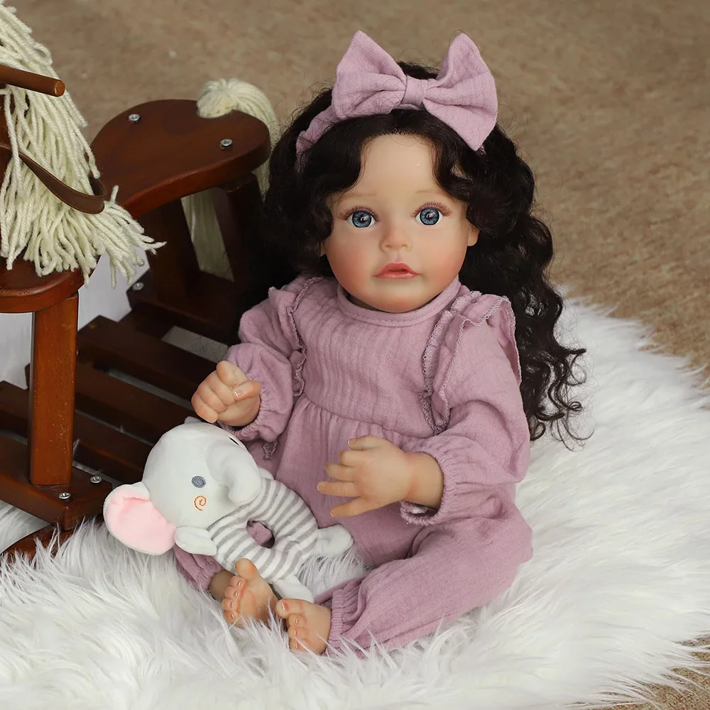 

Lifelike Silicone Reborn Baby Doll 48cm Realistic Newborn Bebe Girl Like Real Cute Long Hair Toddlers Dolls Toy Gift Accessories
