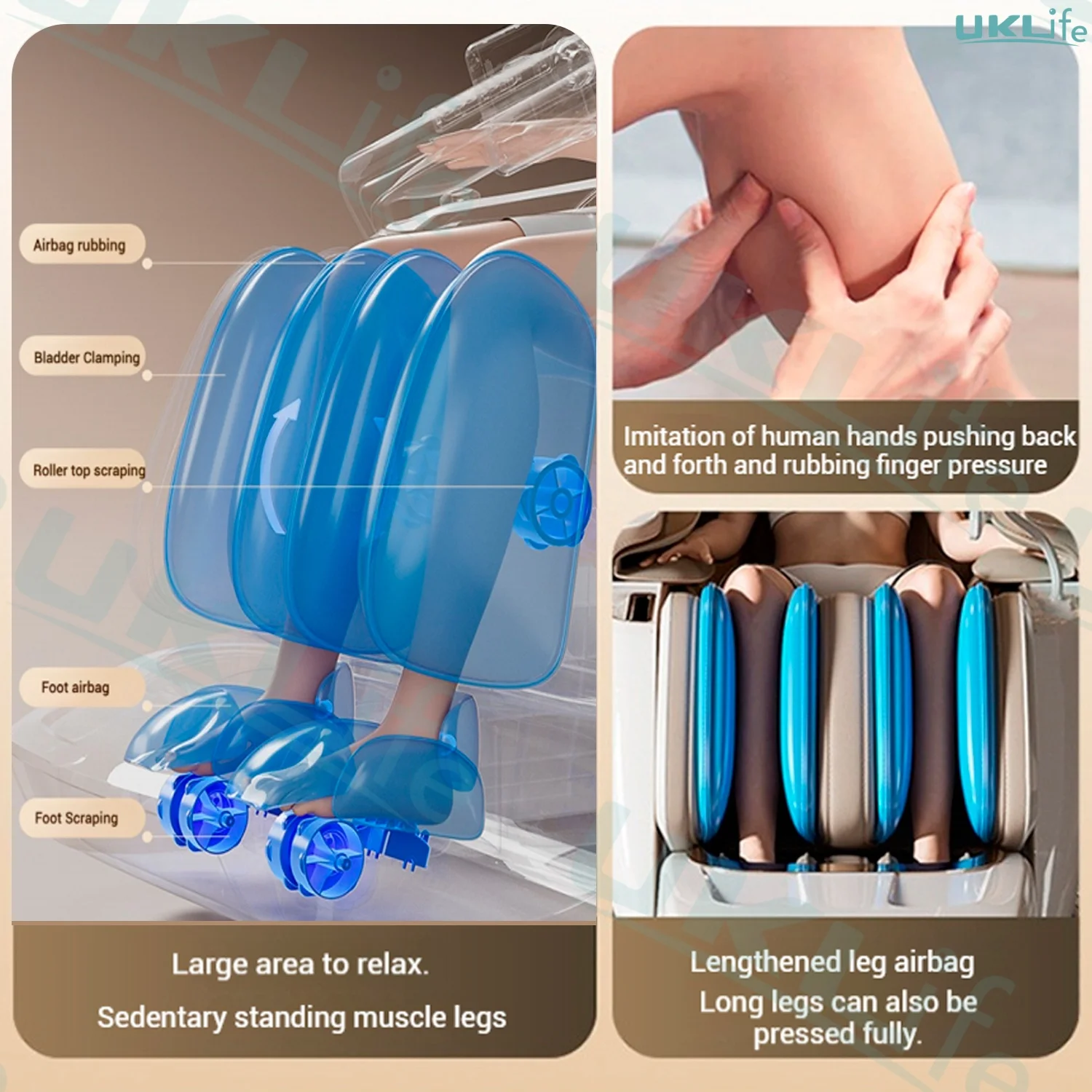 كرسي تدليك فاخر بضمان لمدة 3 سنوات، ثنائي النواة 4D بدون جاذبية مع ضغط هواء كامل الجسم، مطاط تايلاندي ثلاثي الأبعاد وساق كهربائية L