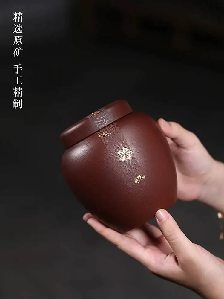 Yixing Clay Canister, Small Size, For Home Use, Made From Aged Purple Clay, Sealed Storage Tea Awakening Jar, Fully Handmade By