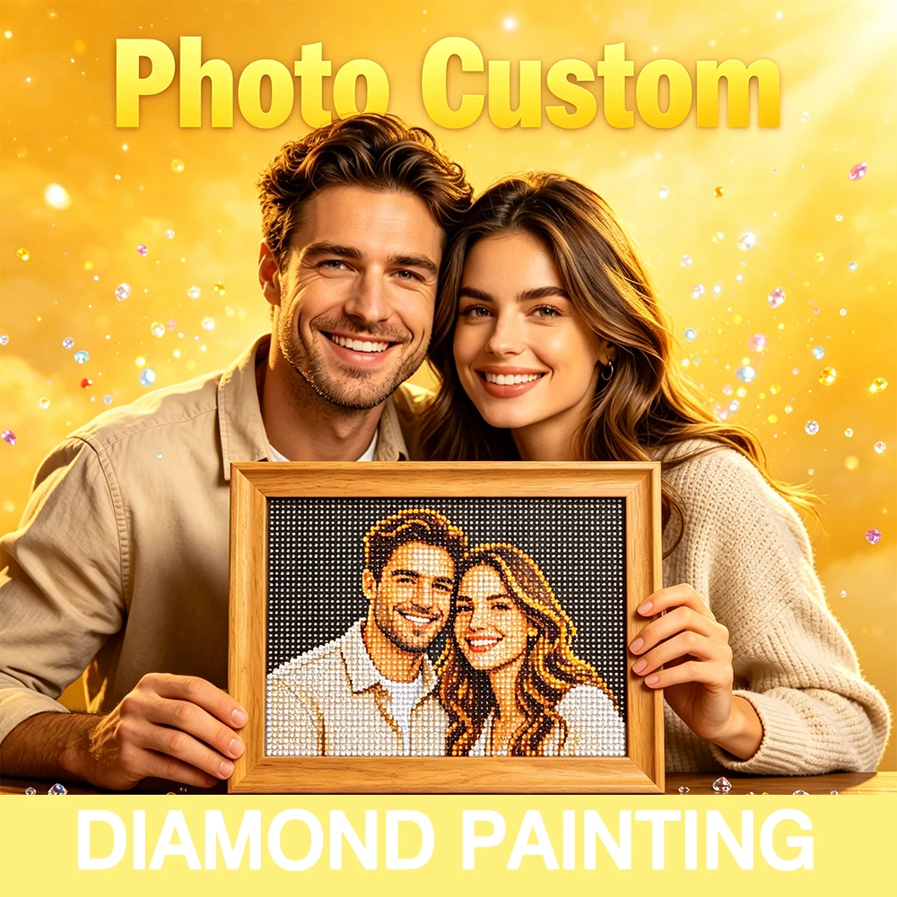 HUACAN Diamond Painting Sets, personalisiert für Erwachsene, privates Foto, Heimdekoration, Strass, quadratische und runde Steine, handgefertigt