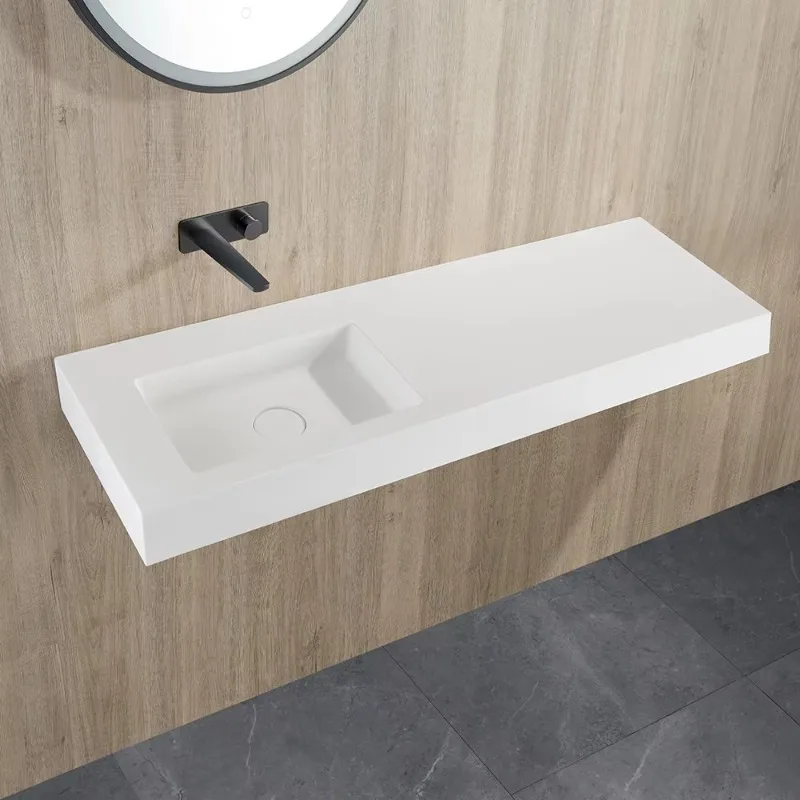 Solid surface artificial stone washbasin modern wall mounted sink with faucet