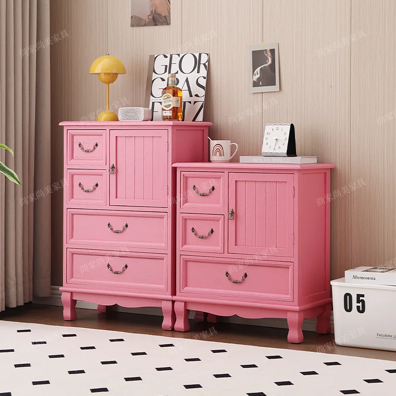 

American country solid wood chest of drawers retro drawer cabinet living room storage chest decoration combination