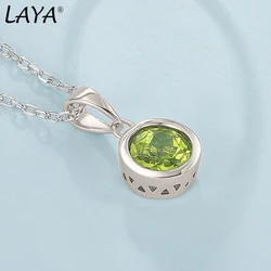 LAYA 925 Sterling Silver Natural Peridot Bezel Setting Pendant Necklace For Women Original Fashion Jewelry 2022 Trend