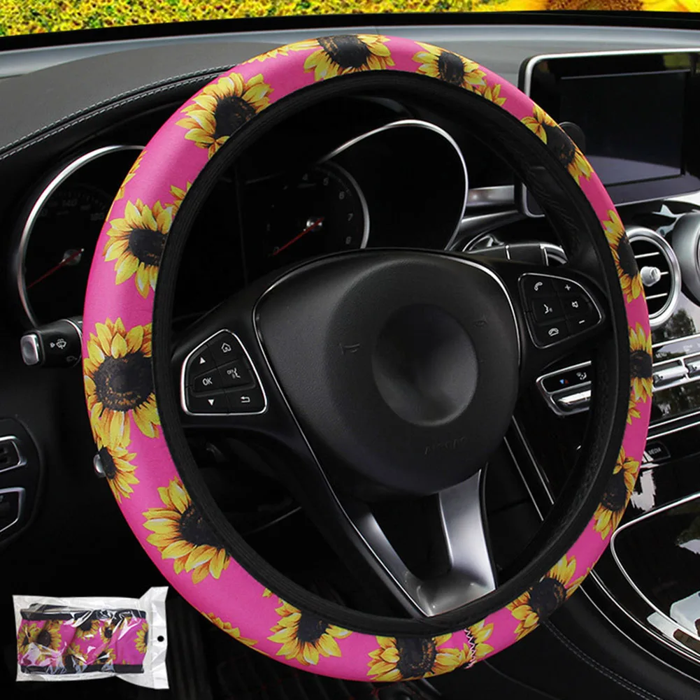 Внутренняя отделка чехол на руль автомобиля 1 шт. для 37-38 см Нескользящая внутренняя отделка чехол на руль высокого качества