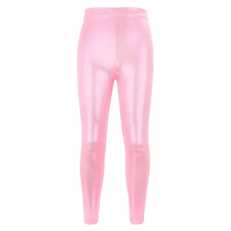  Kids Girls Dance Leggings Children's pencil pants Trousers Faux PU Leather Legging Slim trousers 