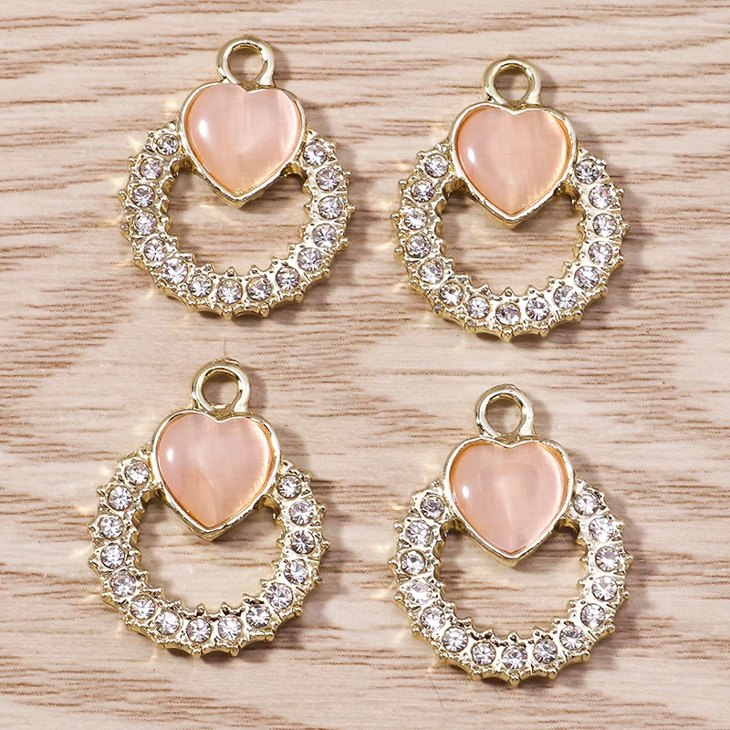 Tusember 10 Stück 17*22mm Goldfarbene Kristallherz-Anhänger für Armband, Halskette, Ohrring, Bastelarbeiten, DIY-Schmuckherstellung, Handgemachte Zubehörteile – Detail 5
