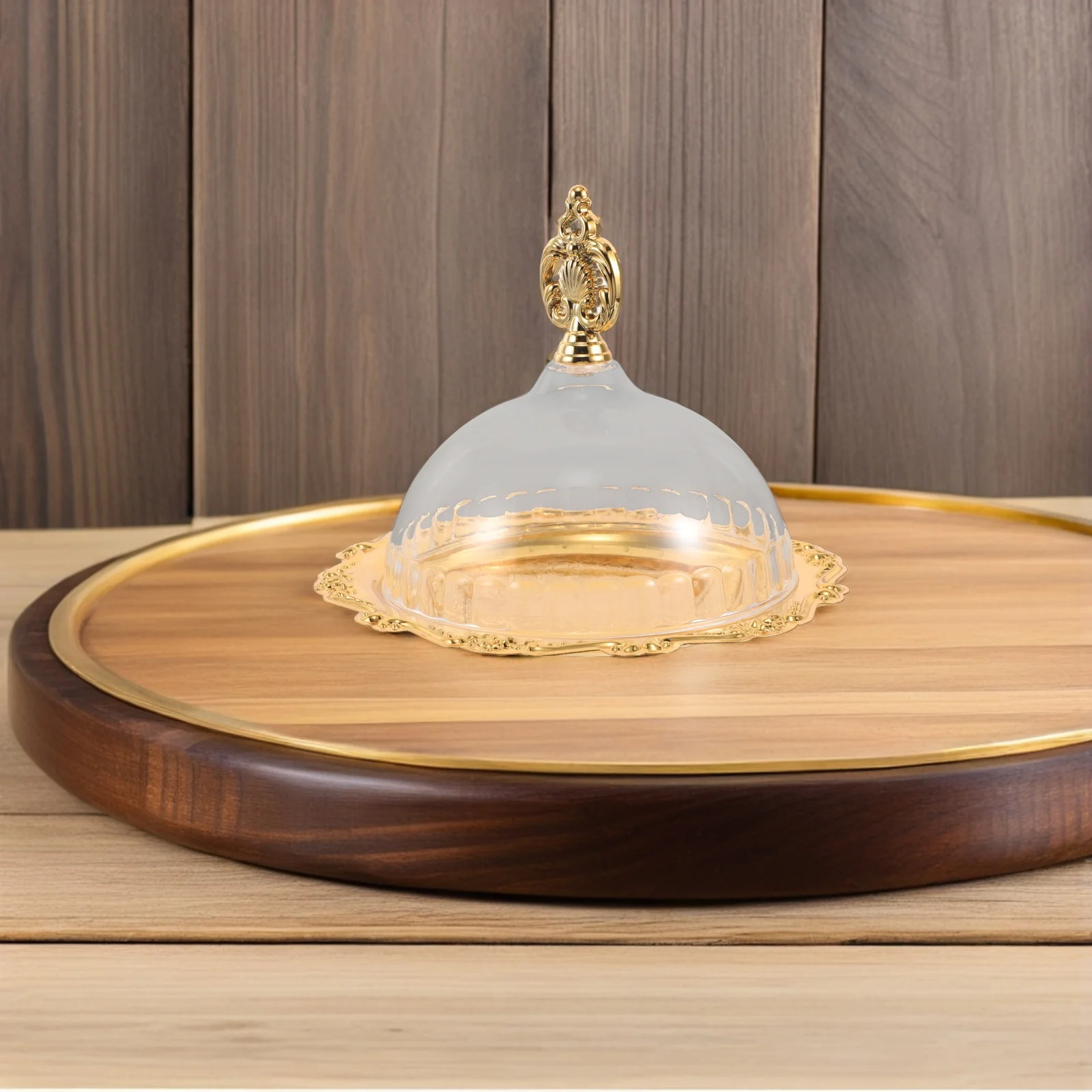 

Sophisticated Iron Cake Tray Acrylic Cover Elegant Dessert Display Plate for Parties Transparent Dome Freshness Protection Snack