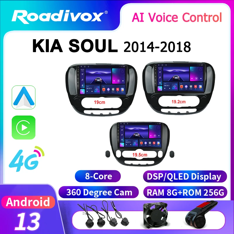 

roadivox Android car radio for KIA SOUL 2014 2018 stereo GPS Navigation video Multimedia Player tape recorder carplay