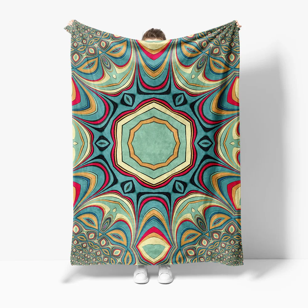 

Одеяло с психоделическим геометрическим узором, абстрактное красочное треугольное покрывало для кровати, мягкий теплый уютный чехол для дивана, подарок