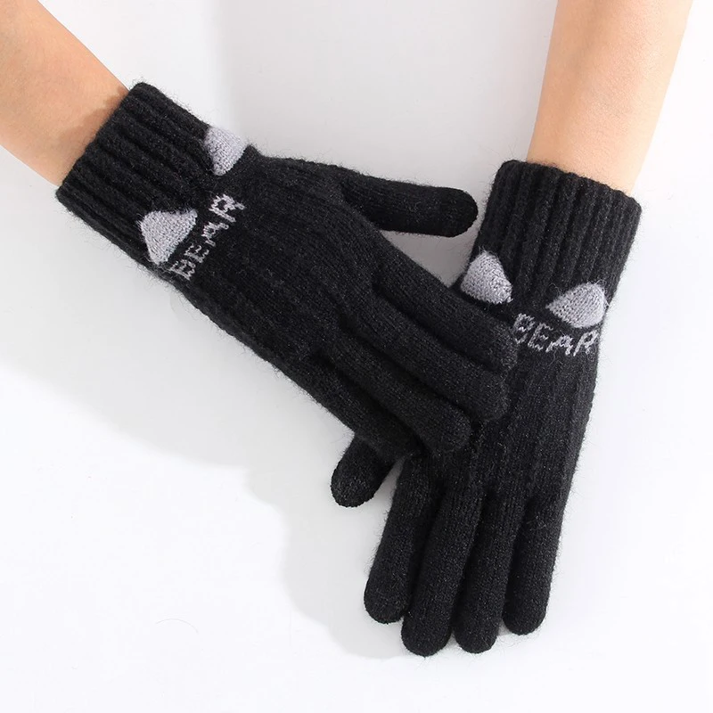 Women Winter Gloves Cute Korea And Japan Ladies Knit Gloves Kitty Cat Ear Design Warm Gloves Mitt Wholesale