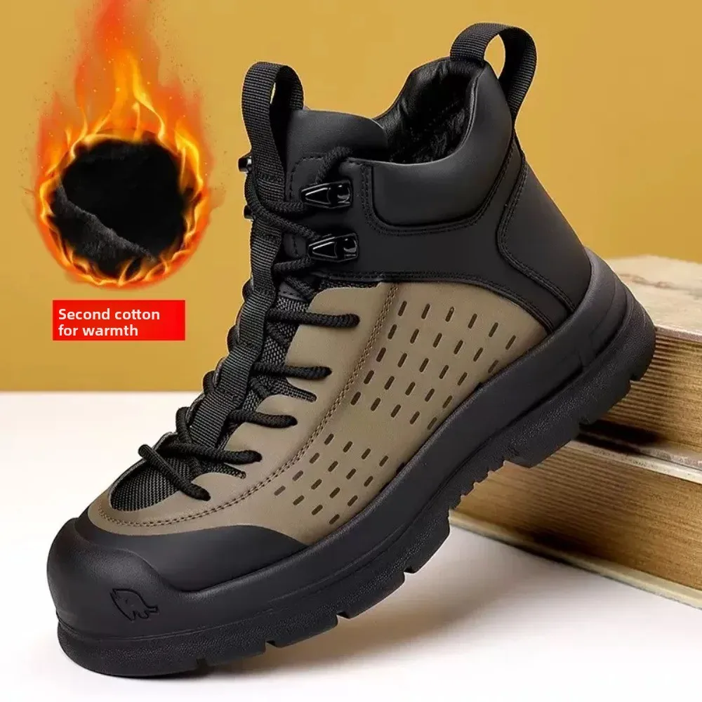 

Зимние рабочие ботинки для мужчин, высококачественные кожаные кроссовки, дизайнерские мужские мотоциклетные ботинки, стильные мужские зимние ботинки, Zapatillas Hombre