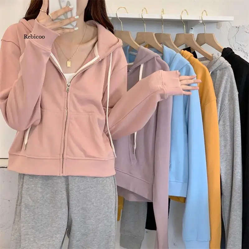 

Hoodies Women Casual Long Sleeve Hooded Outerwear Tops College Couples Zip-up Sweet Loose Cozy Tender Fashion Sweatshirt