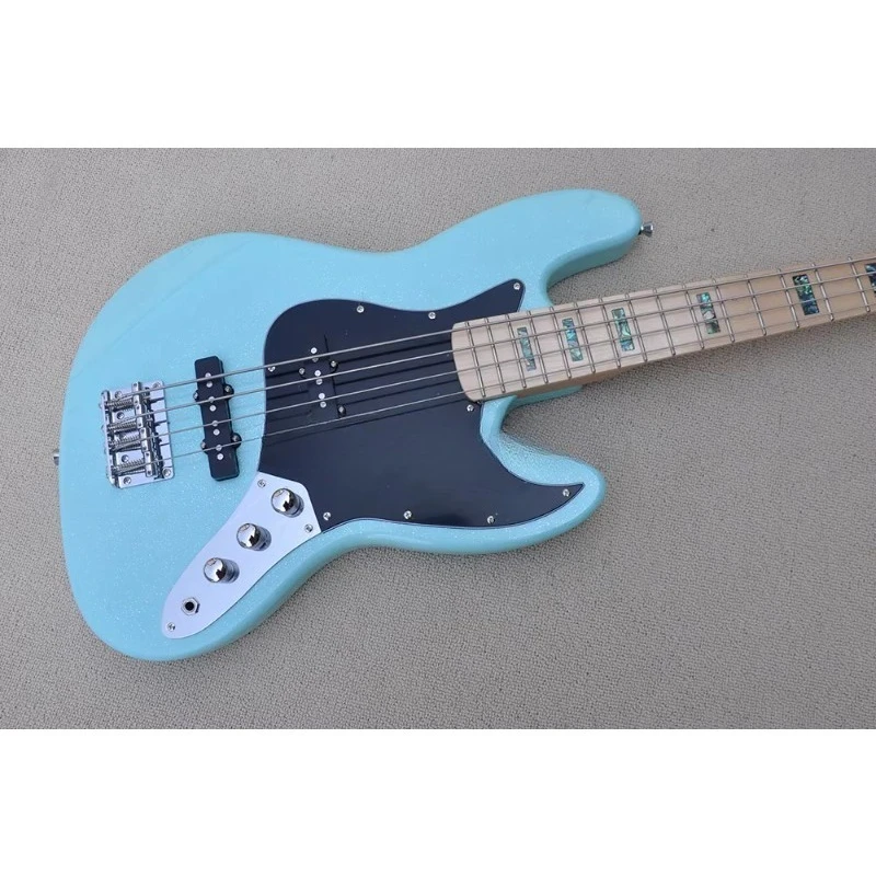 Shining Blue Electric Bass 4 Strings Electric Bass Guitar Maple Fretboard Bass Inlay can put hardwares