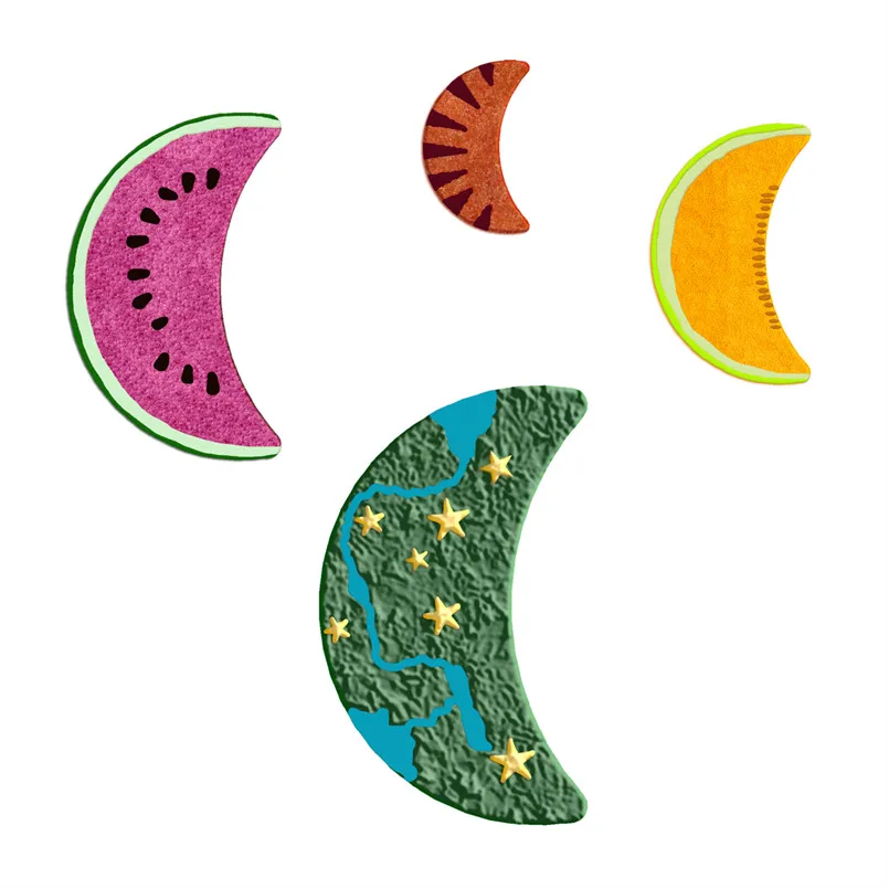 Four Specifications Cartoon Astronomy Graphics Crooked Moon,Plastic Mold,Cake Fondant Tools,Cookie Sushi and Fruits Cutters