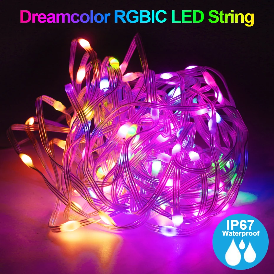 Dreamcolor LED Fairy Light Bluetooth Control WS2812B RGBIC Party Christmas Lights String USB 5V For Garland Wedding Decoration