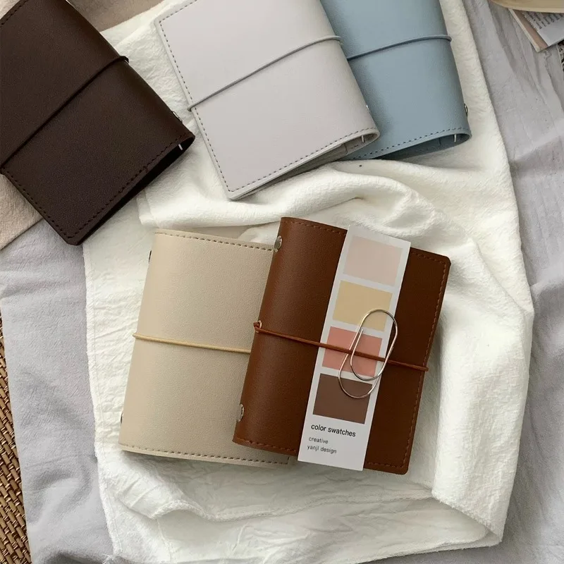 Cuaderno de 5 anillas, cuaderno de hojas sueltas, M5, sencillo, artístico, de alta estética, estilo Ins, cuaderno de cuero suave, portátil