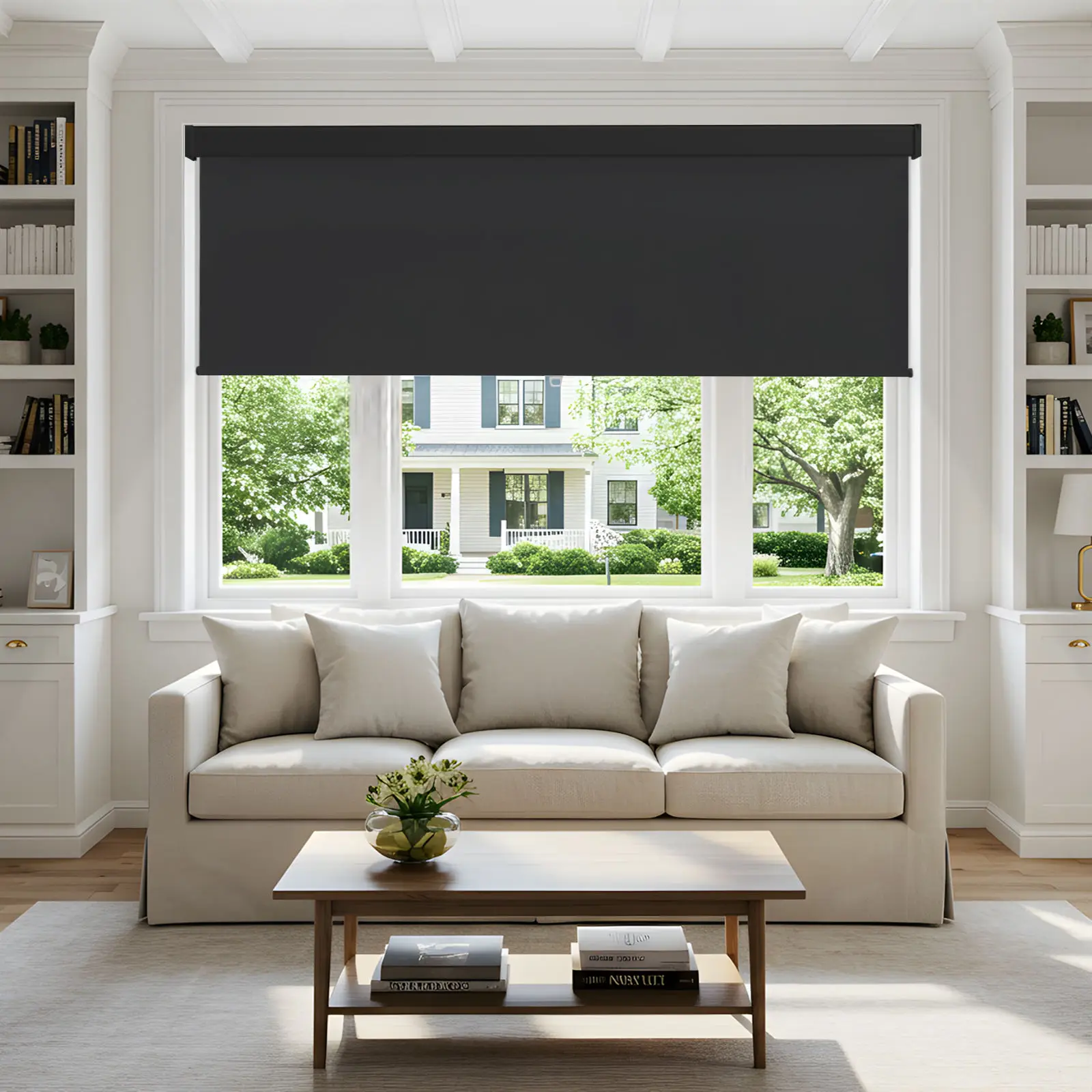 Remote control roller blinds! One touch to open or close. Quiet motor, energy saving. Custom sizes available. Limited offer.