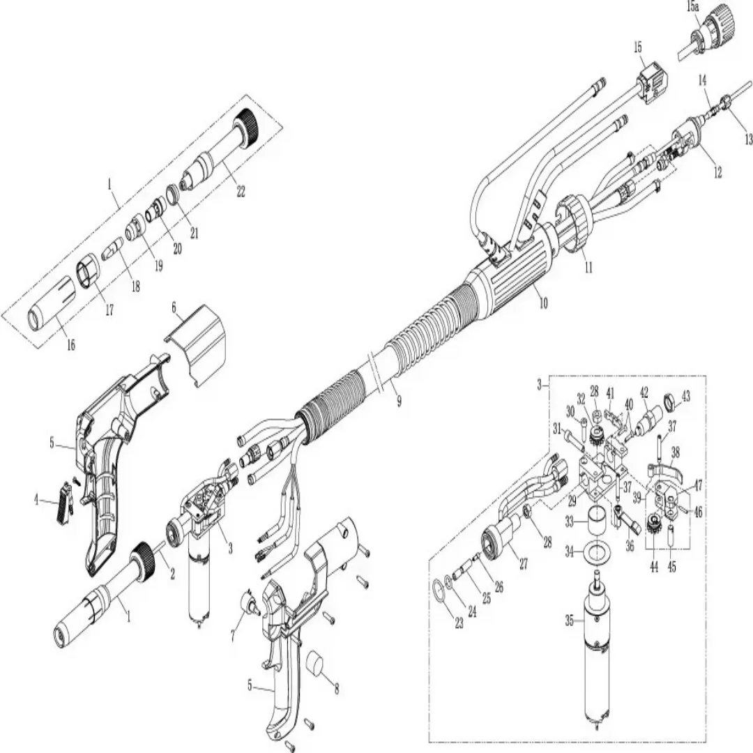 500A Máquina de solda refrigerada a água usa Pw5000 Push Pull MIG Spool Gun Tocha de soldagem