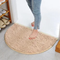 Bath Bathroom Half Round Rug Carpet Floor Mat Chenille Fashion Semicircular Shaggy 40*60cm Absorbent Anti-Skid