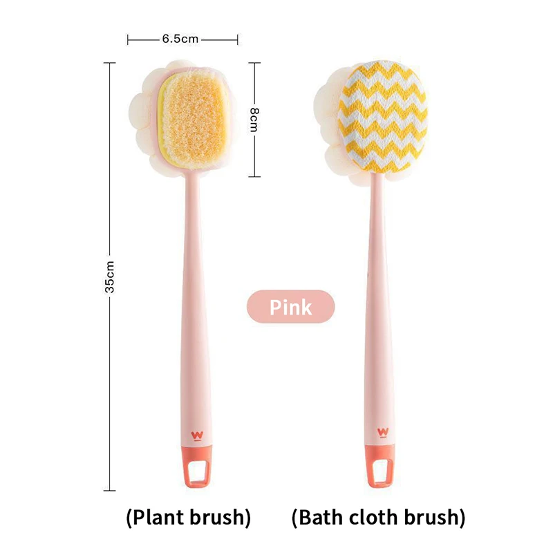 1 قطعة أداة تنظيف مزدوجة الوجهين فرشاة حمام مقبض طويل فرشاة حمام الفراء الناعمة انفصال تنظيف منشفة فرك الظهر القوي #6