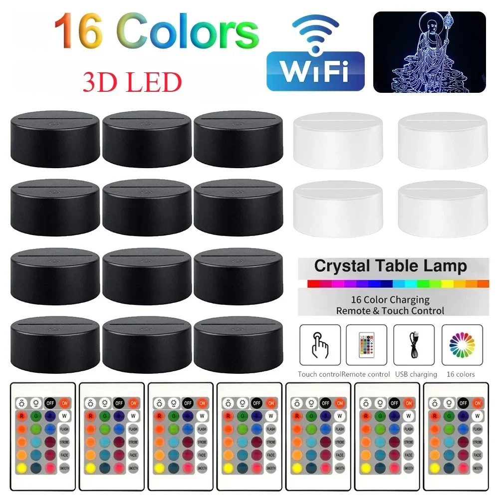 Touch Switch Lamp Stand Holder Warm Household Decoration Accessories Multiple-Pcs 16-color 3D Touch Night Light Base Night Lamp