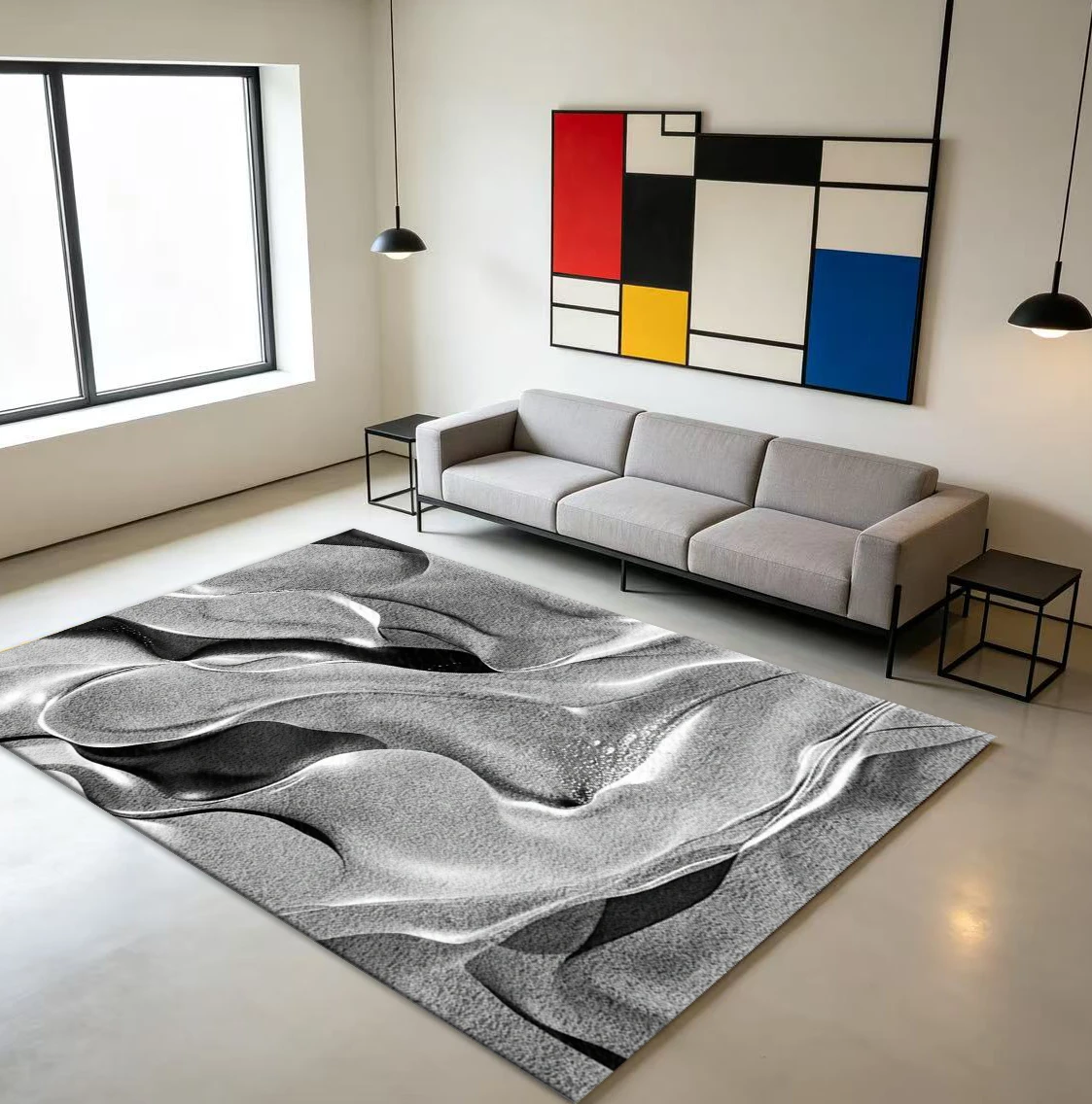 Abstract Flowing Texture Carpet Flooring Modern Art Style Area Rug Home Decor for Indoor Space