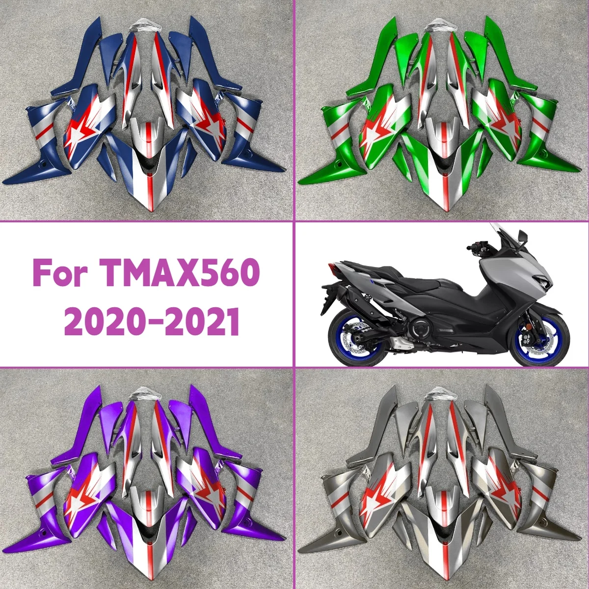 

Motorcycle Fairing Kit 2020 2021 TMAX 560 Full AccessoriesFairings ABS Plastic Suit for 20 21 Yamaha TMAX560