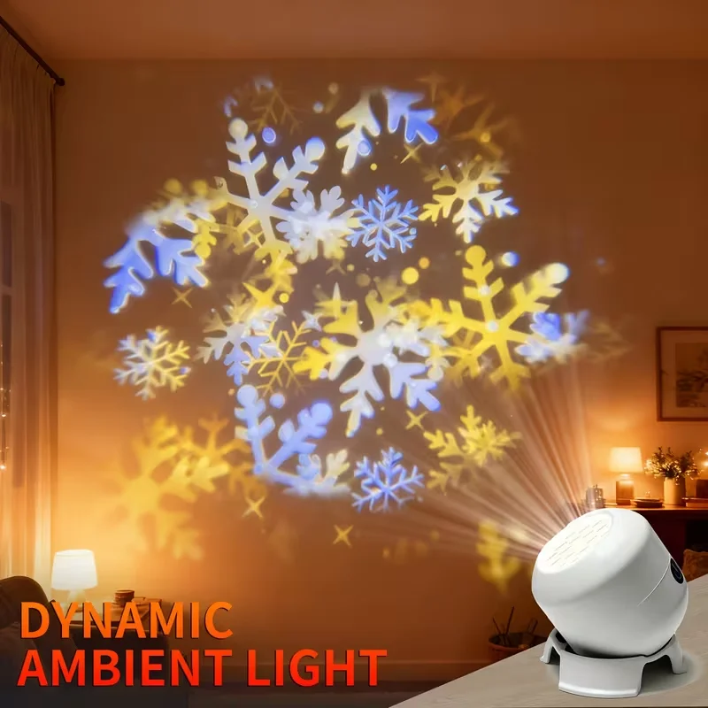 LED Ocean Projector Light, 360° Rotating Dynamic Night Light, USB Powered Ambient Lamp, Decorative Lighting for Game,Living Room