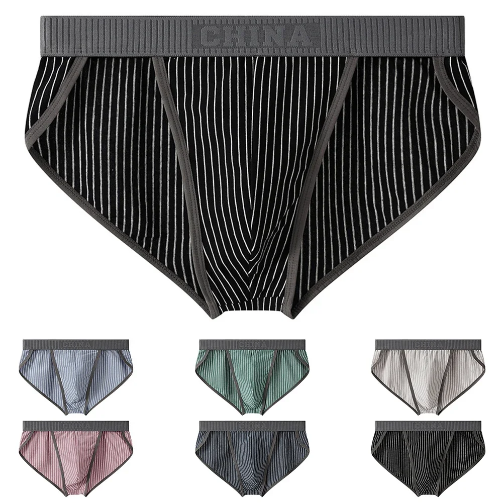 

Mens Underwear Briefs Sexy Low Waist Sexy Lingerie Thin Men's Panties Stretch Cotton Seamless Stripes Breathable Men's Clothing