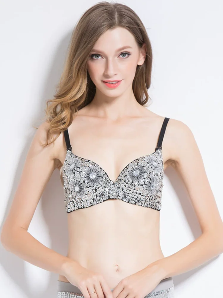 Meisjes Halloween Party Fancy Top Sexy Pailletten Nachtclub Bh Kralen Maskerade Uniformen Sparkle Festival Bloemen Bh's