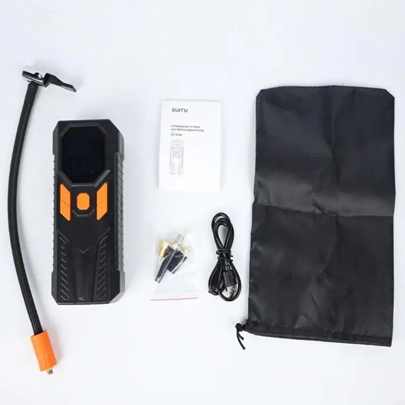 منفاخ إطارات سريع مع جهاز مراقبة الضغط الرقمي، تصميم محمول للسيارات والدراجات النارية والدراجات والاستخدام في حالات الطوارئ من #3
