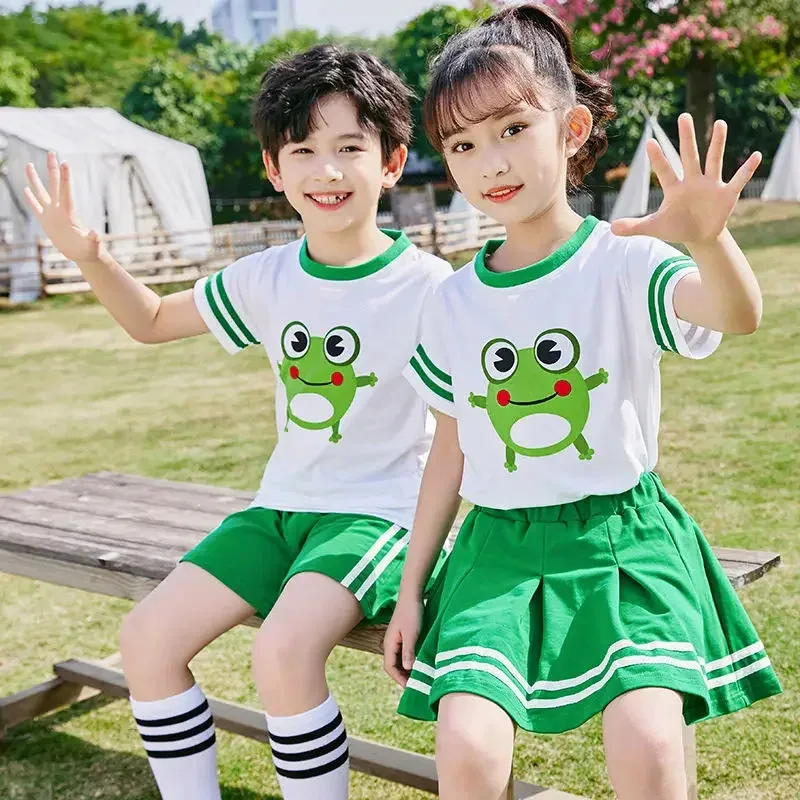 

Kindergarten Performance Suit Small Jumping Frog Performance Suit Summer Performance Suit Summer Frog Short Sleeved Set