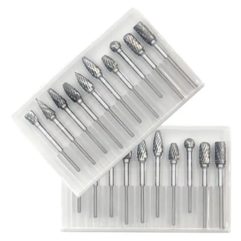 10Pcs Hard Alloy Rotary File 36 Double Grain Tungsten Steel Grinding Bit Electric Mold Woodworking Grinding Tool Set