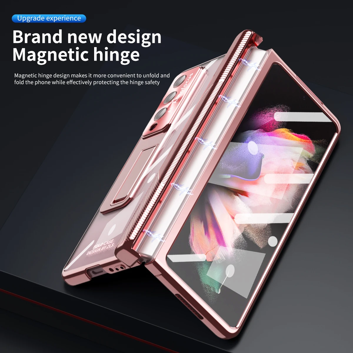 With S Pen Plating Clear Magnetic Case For Samsung Galaxy Z Fold 6 5 4 3 Kickstand 360 Full Screen Protector Film Folding Cover