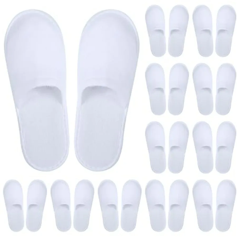 

Aneco 12 Pairs Disposable Spa Slippers Fluffy Closed Toe Spa Slippers for Hotel, Home, Guest Use, Fits up to US Men Size 10 and