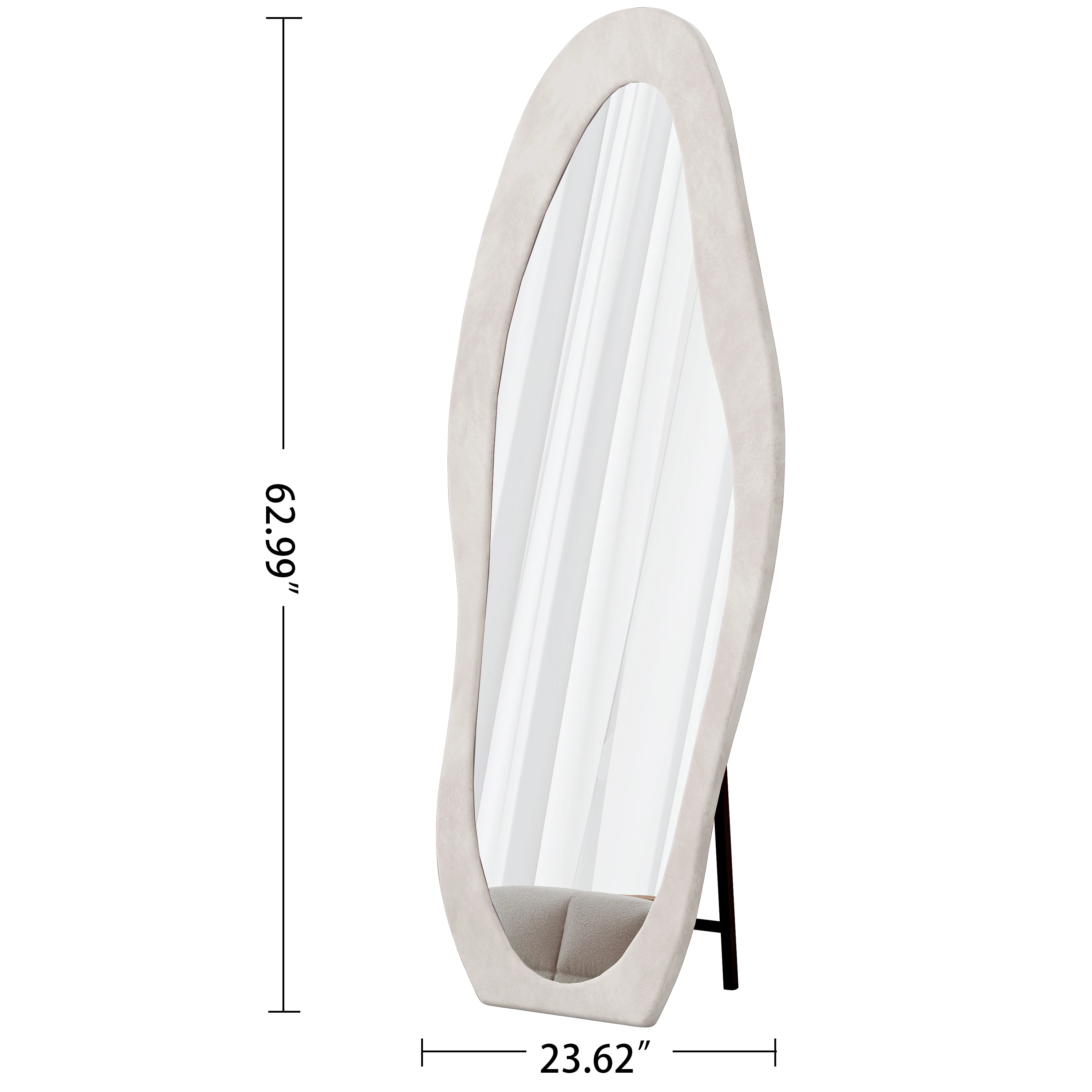 Irregular Wavy Full-length Floor Standing Wall Hanging Mirror For Bedroom Living Room Dressing Room view 3
