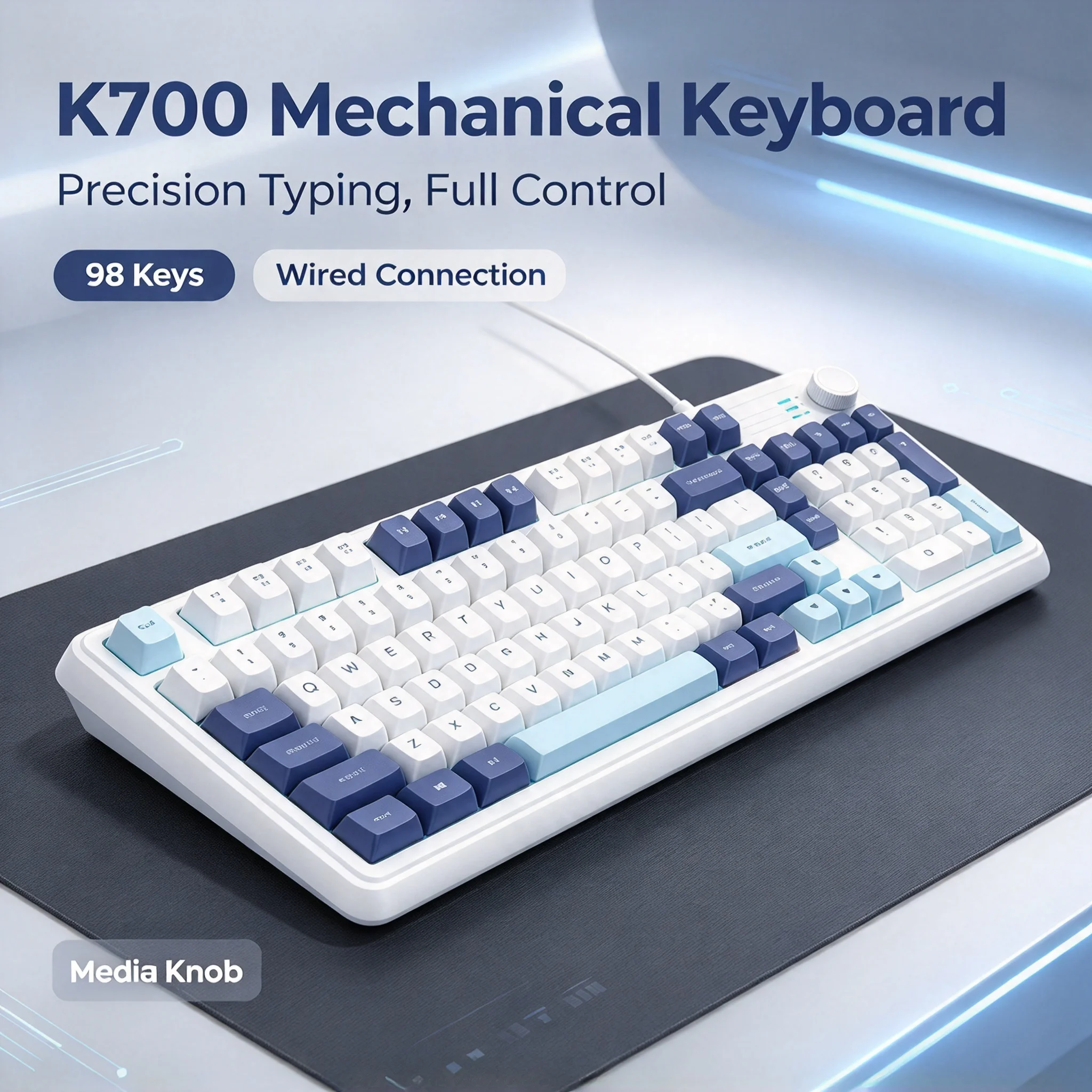 Mechanical Touch Feel Ergonomic Design Keyboard With Knob Office/Gaming Stylish Wired Keyboard For PC Computer Laptop Tablet