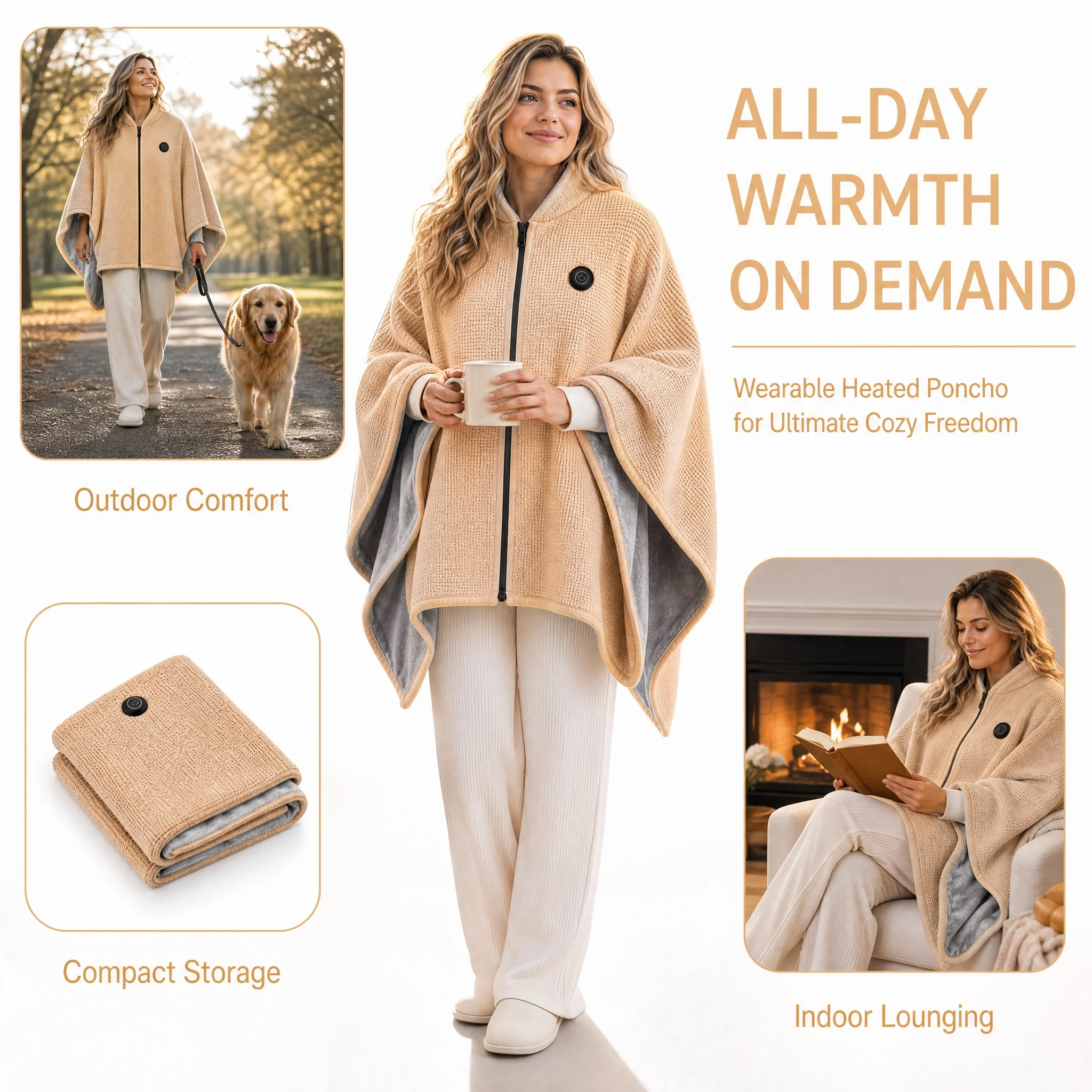 2027 New Heated Shawl Wraps for Women, USB Heated Blanket Shawl with 3 Heat Settings & Fast Heating, A great choice for parents