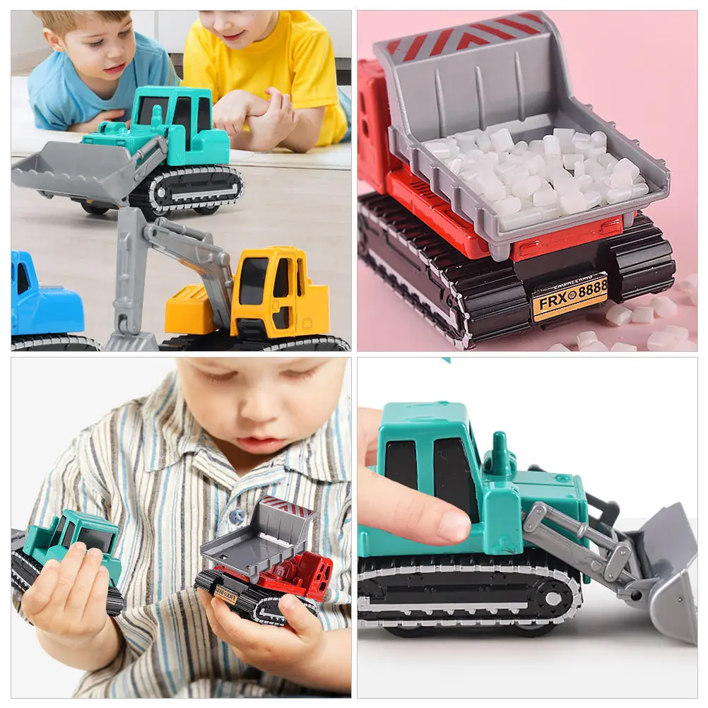 

4 Pcs Excavator Toys Alloy Plastic Safe Pull Back Engineering Car Model Small Size Kids Toy Remote Truck Simulation