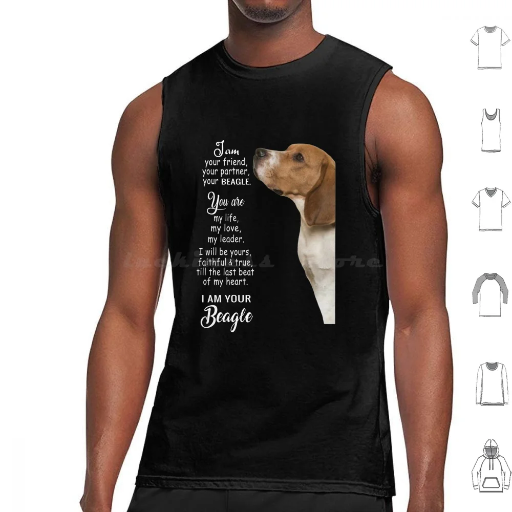 I Am Your Friend Your Partner Bealge Tank Tops Print Cotton Beagle Dog Dogs Animal Animals Pet Preppy Fun Love Best