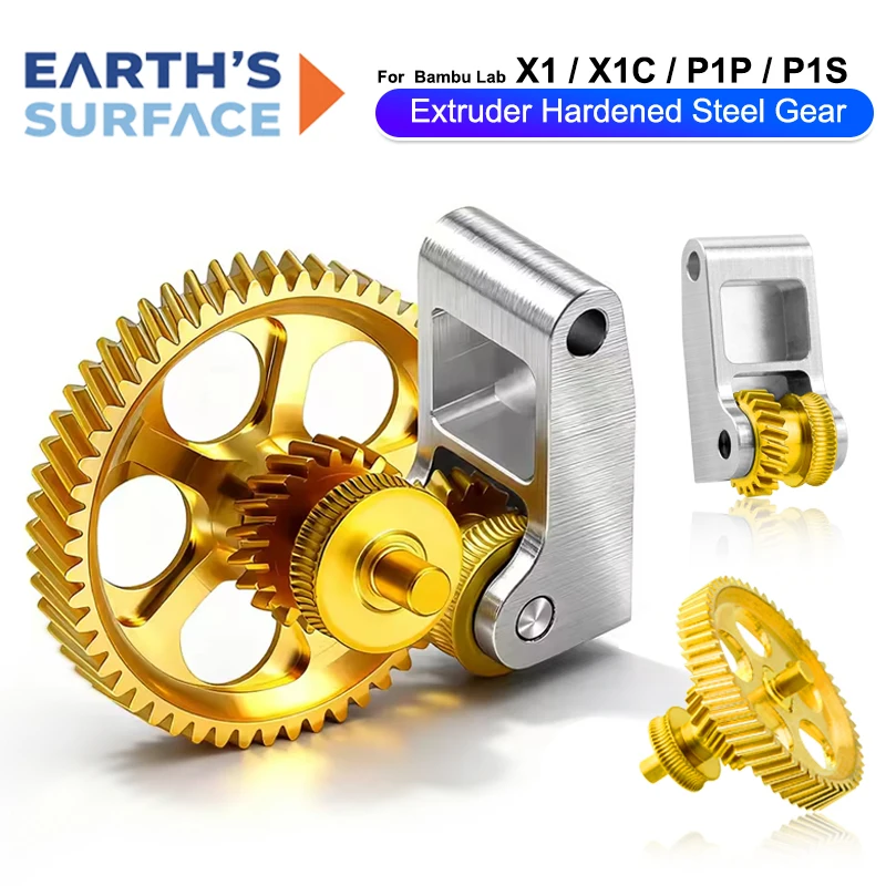 Upgrade Extruder Gear DLC Nano-Coated Hardened Steel Gear Assembly High Precision for Bambu Lab X1 X1C P1P P1S 3D Printer Parts