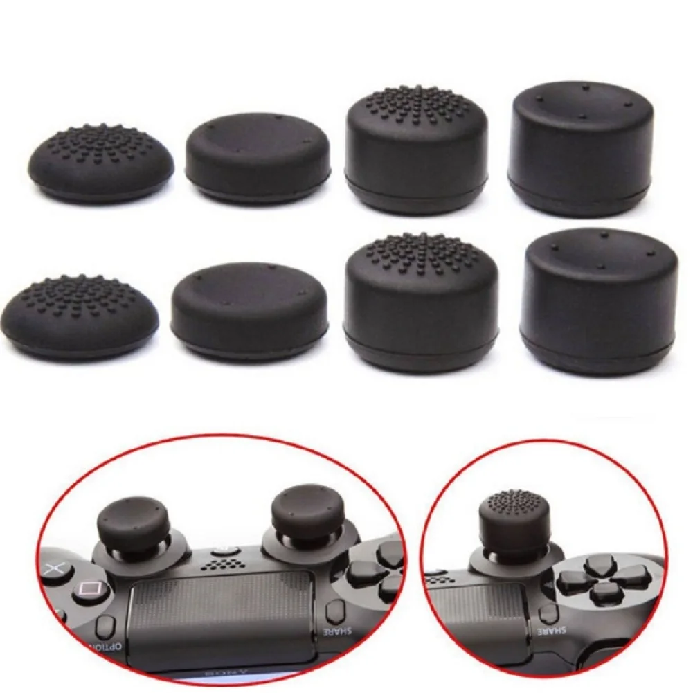 8 Uds. Tapas de agarre de pulgar de Joystick de silicona para Nintendo Switch controlador Joy-Con piezas de mando de repuesto sólidas negras de alta calidad