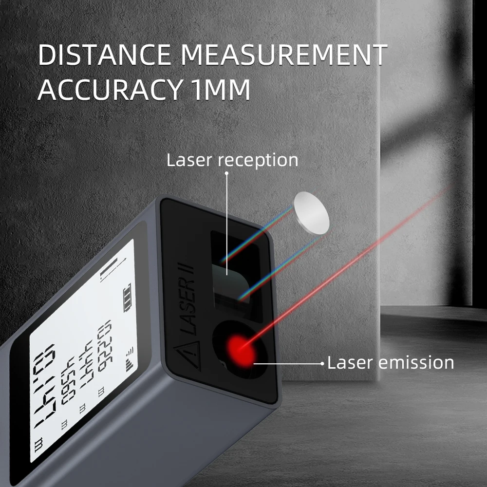 NOHAWK Mini Laser Distance Meter USB Rechargeable Portable Handheld Digital Laser Tape Measure Range Finder Test Tool