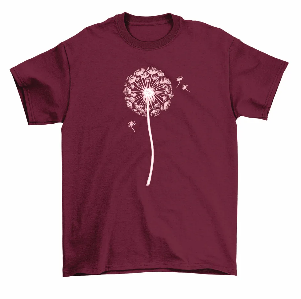 Blowing On Dandelion Flower T-Shirt Women Unisex High Quality 100%Cotton Short Sleeve