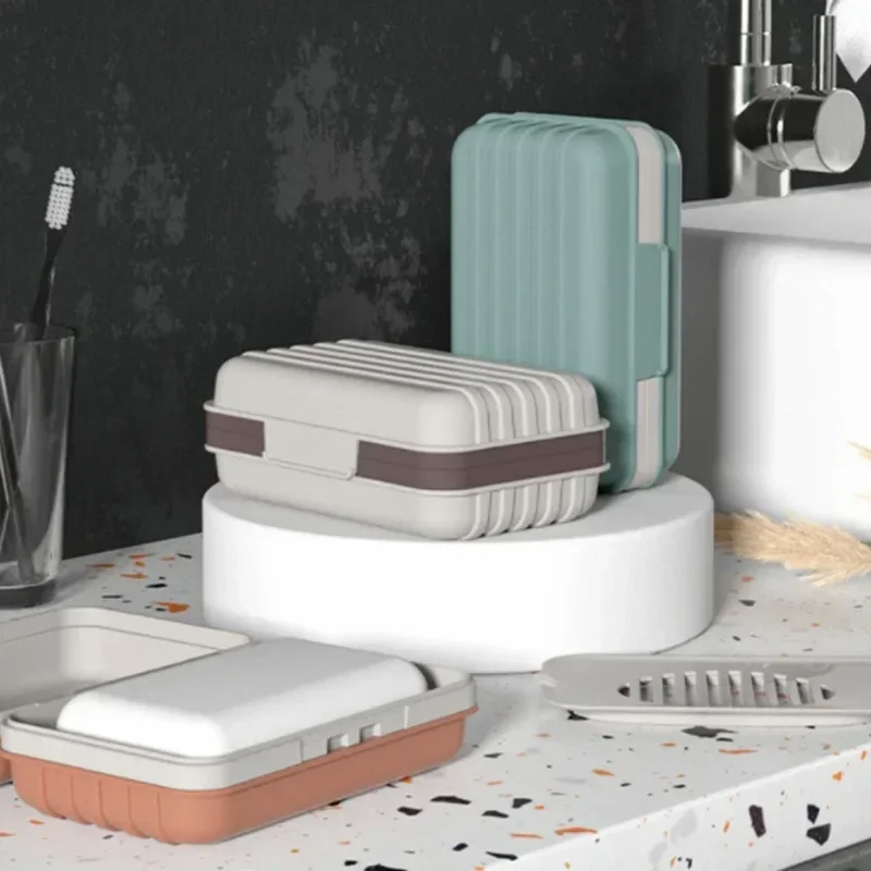 2/3pcs Bathroom Soap Dish With Lid Home Plastic Soap Box Keeps Soap Dry Soap Dish Travel Essentials